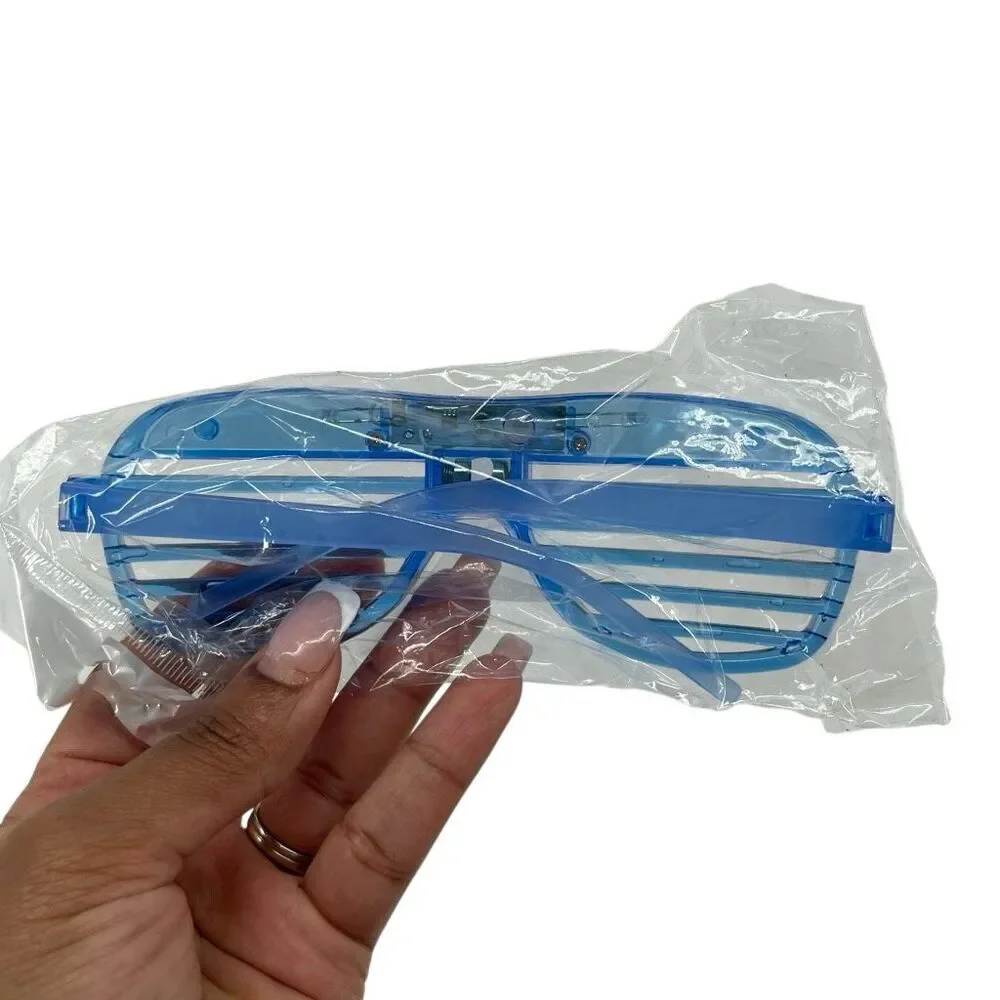 New 2 Pack LED Light Up Shutter Glasses Red Blue See Through Party Novelty Kids